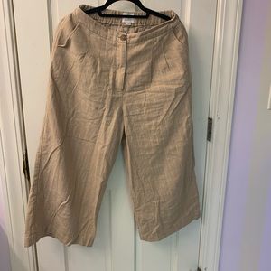 Lost + Wander Sun Tan Striped Linen Wide Leg Pant